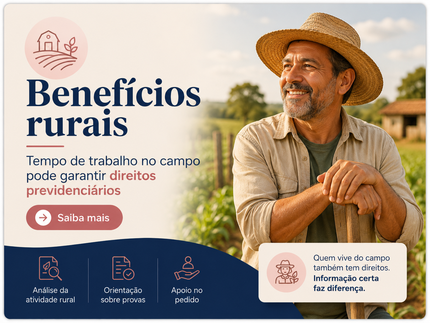 Trabalhador rural brasileiro representando a proteção previdenciária da família